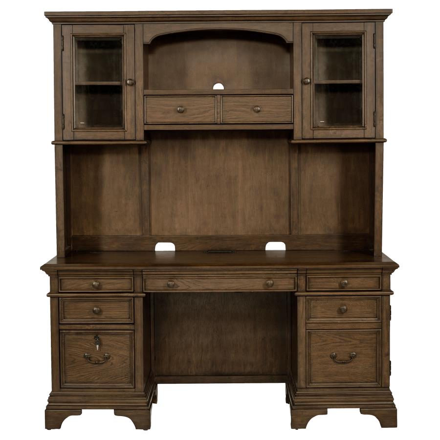 (image for) Hartshill 66-inch 5-drawer Credenza with Hutch Burnished Oak