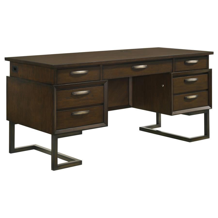 (image for) Marshall 66-inch 7-drawer Executive Office Desk Dark Walnut