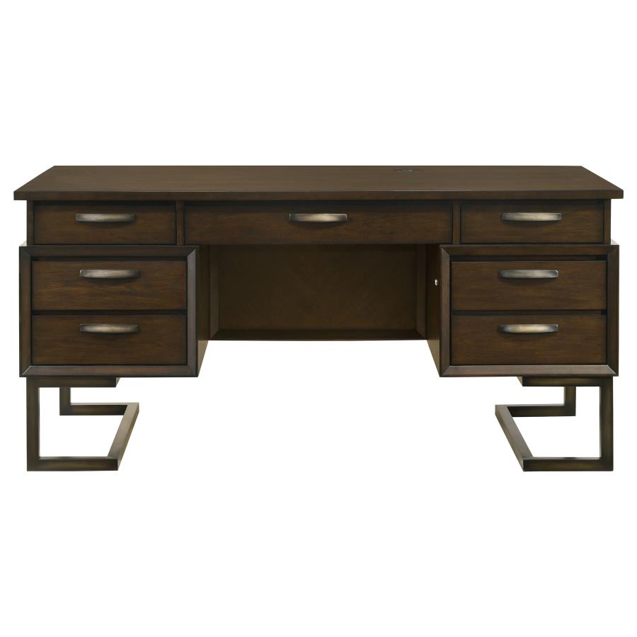 (image for) Marshall 66-inch 7-drawer Executive Office Desk Dark Walnut