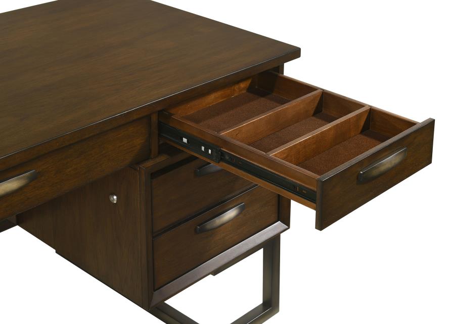 (image for) Marshall 66-inch 7-drawer Executive Office Desk Dark Walnut