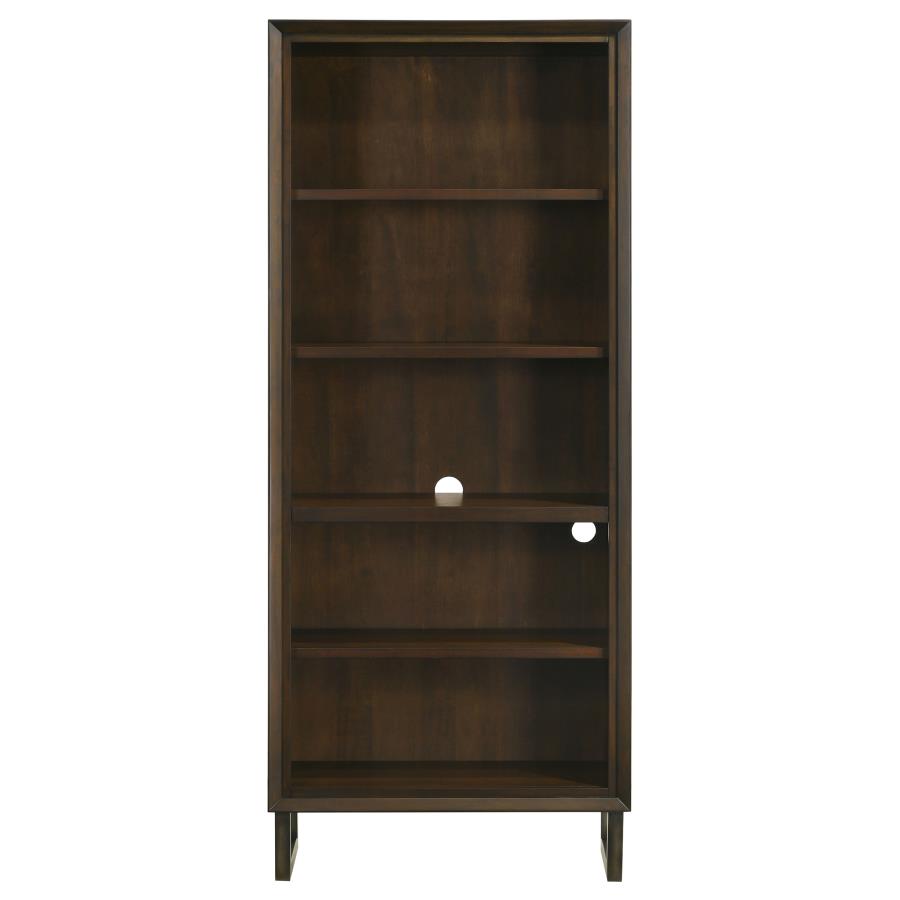 (image for) Marshall 76-inch 5-shelf Bookcase Dark Walnut