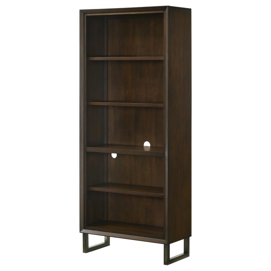 (image for) Marshall 76-inch 5-shelf Bookcase Dark Walnut