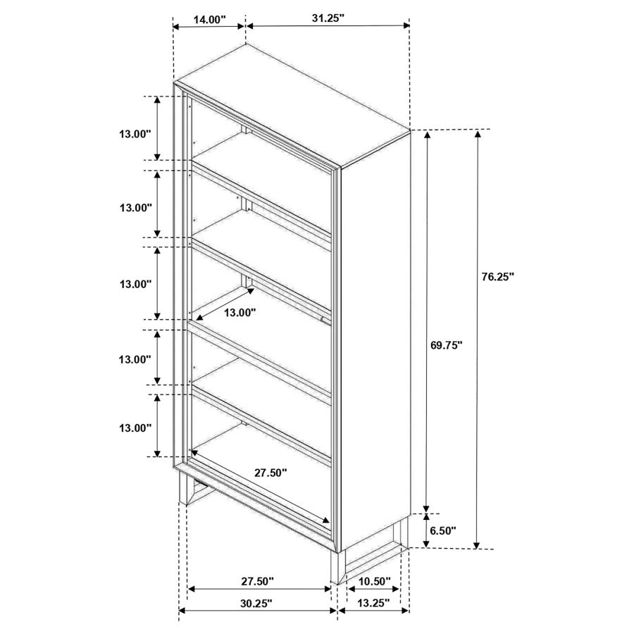 (image for) Marshall 76-inch 5-shelf Bookcase Dark Walnut