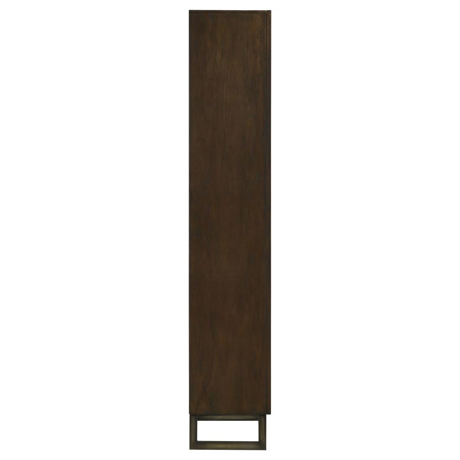 (image for) Marshall 76-inch 3-shelf Cabinet Bookcase Dark Walnut