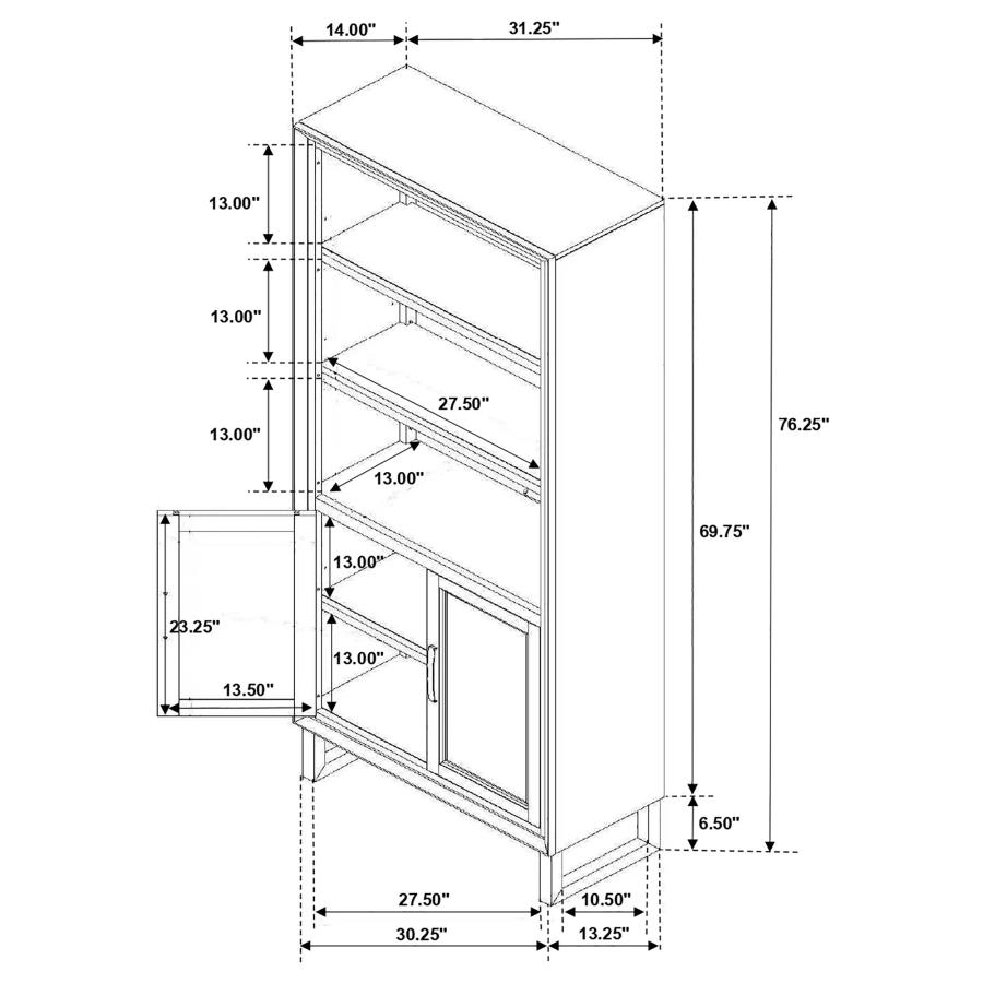 (image for) Marshall 76-inch 3-shelf Cabinet Bookcase Dark Walnut