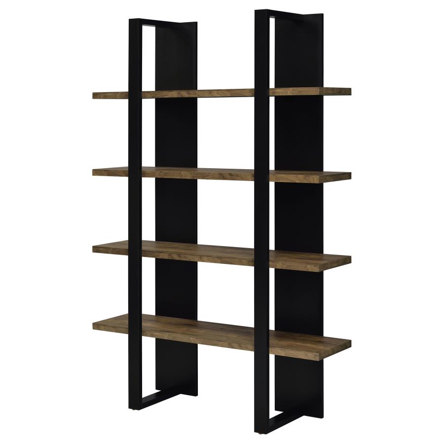 (image for) Danbrook 71-inch 4-shelf Bookshelf Black and Aged Walnut