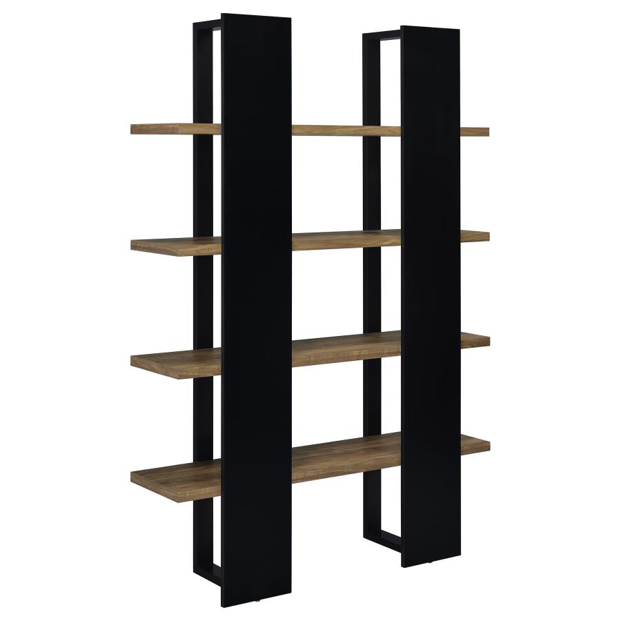 (image for) Danbrook 71-inch 4-shelf Bookshelf Black and Aged Walnut