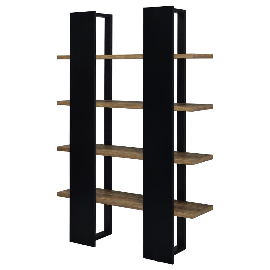 (image for) Danbrook 71-inch 4-shelf Bookshelf Black and Aged Walnut