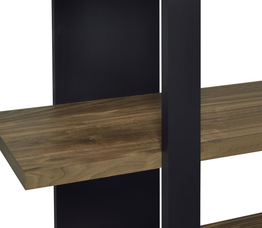 (image for) Danbrook 71-inch 4-shelf Bookshelf Black and Aged Walnut