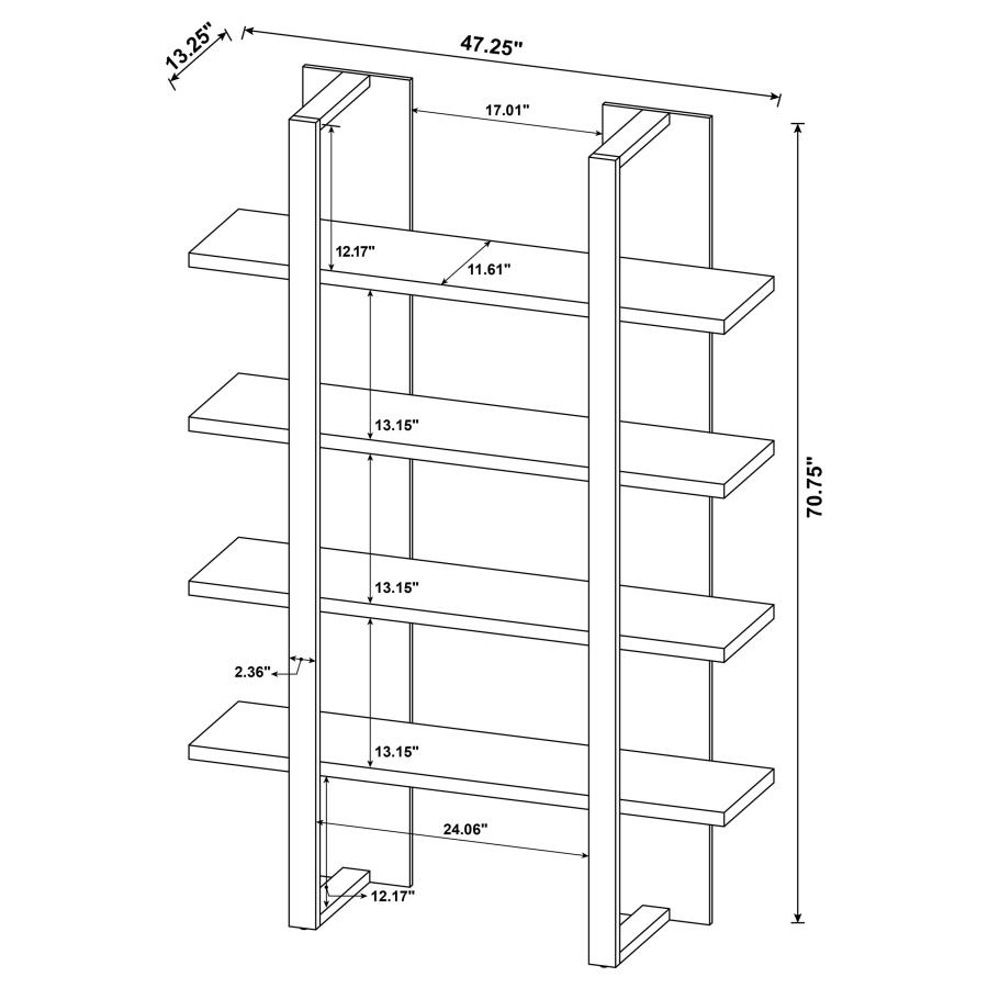 (image for) Danbrook 71-inch 4-shelf Bookshelf Black and Aged Walnut