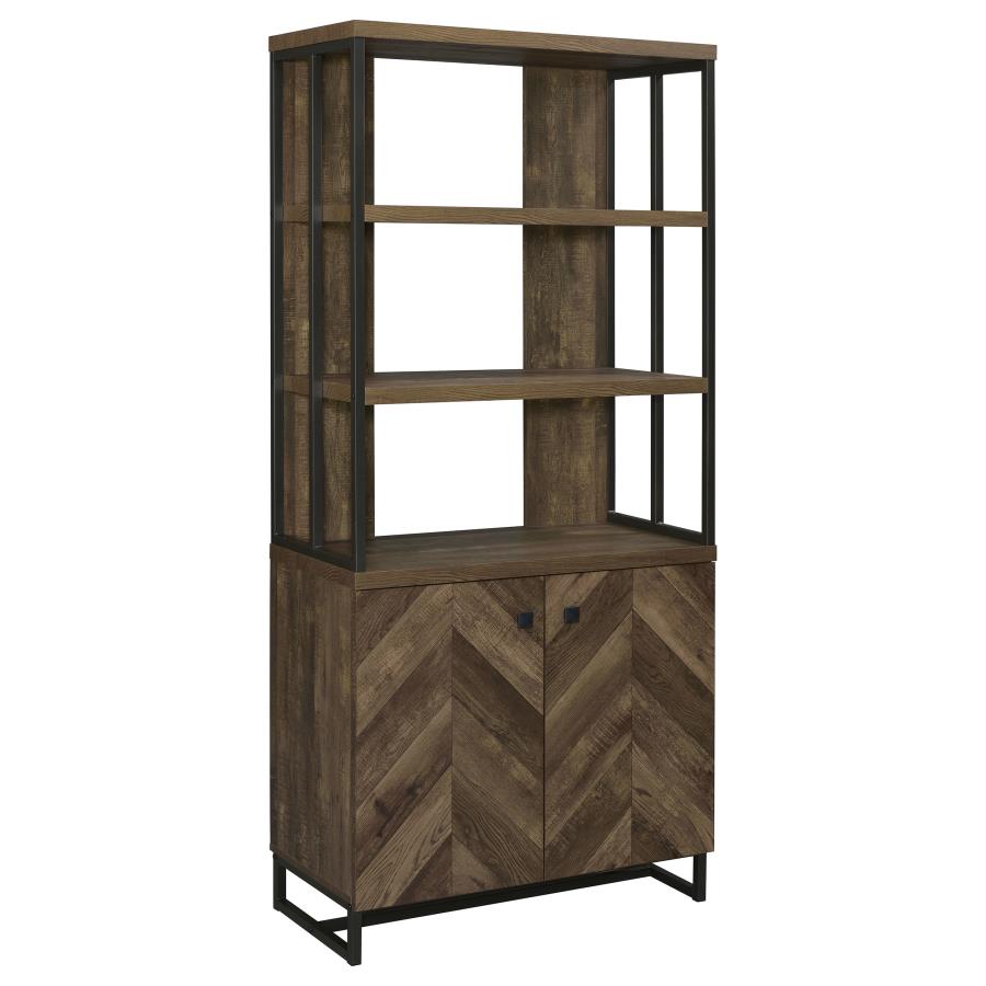 (image for) Millbrook 71-inch 2-door Storage Bookshelf Rustic Oak - Click Image to Close