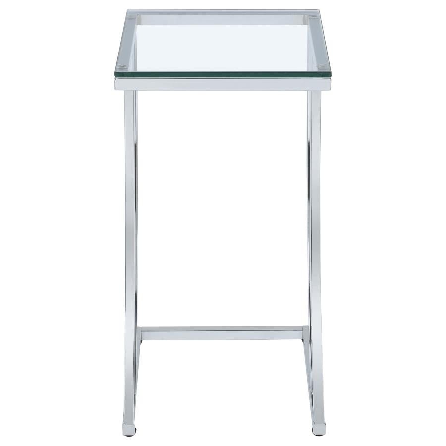 (image for) Cayden Rectangular Glass Top Sofa Side Table Chrome