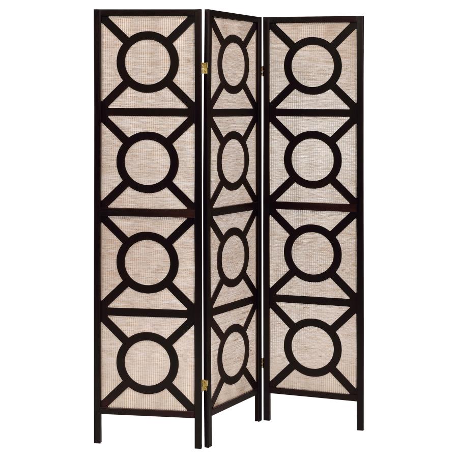 (image for) Vulcan 3 Panel Room Divider Folding Shoji Screen Cappuccino - Click Image to Close