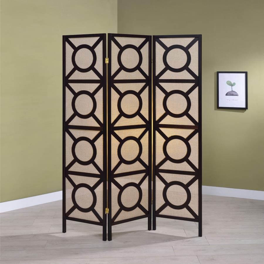 (image for) Vulcan 3 Panel Room Divider Folding Shoji Screen Cappuccino