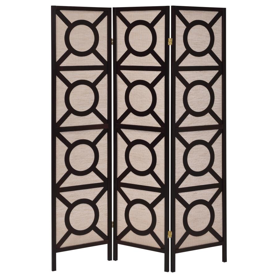 (image for) Vulcan 3 Panel Room Divider Folding Shoji Screen Cappuccino