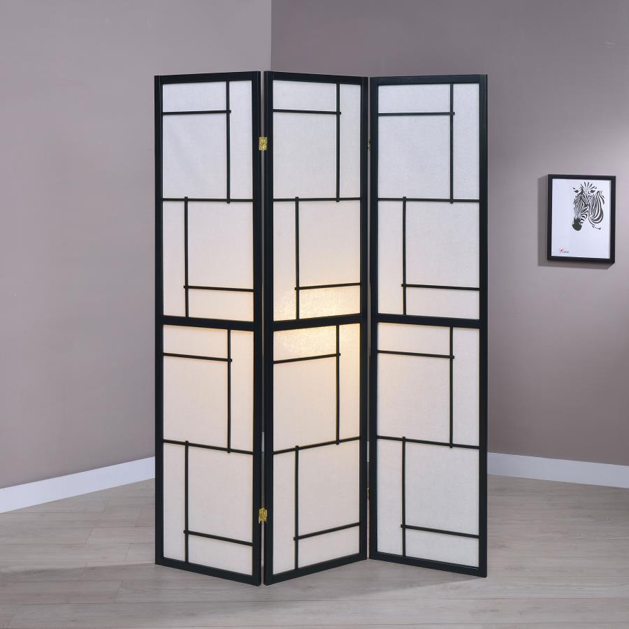 (image for) Damis 3-Panel Room Divider Folding Shoji Screen Black