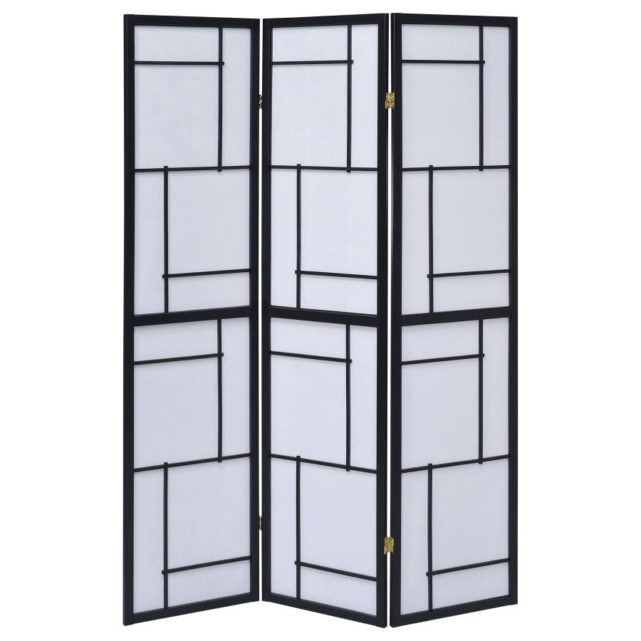 (image for) Damis 3-Panel Room Divider Folding Shoji Screen Black