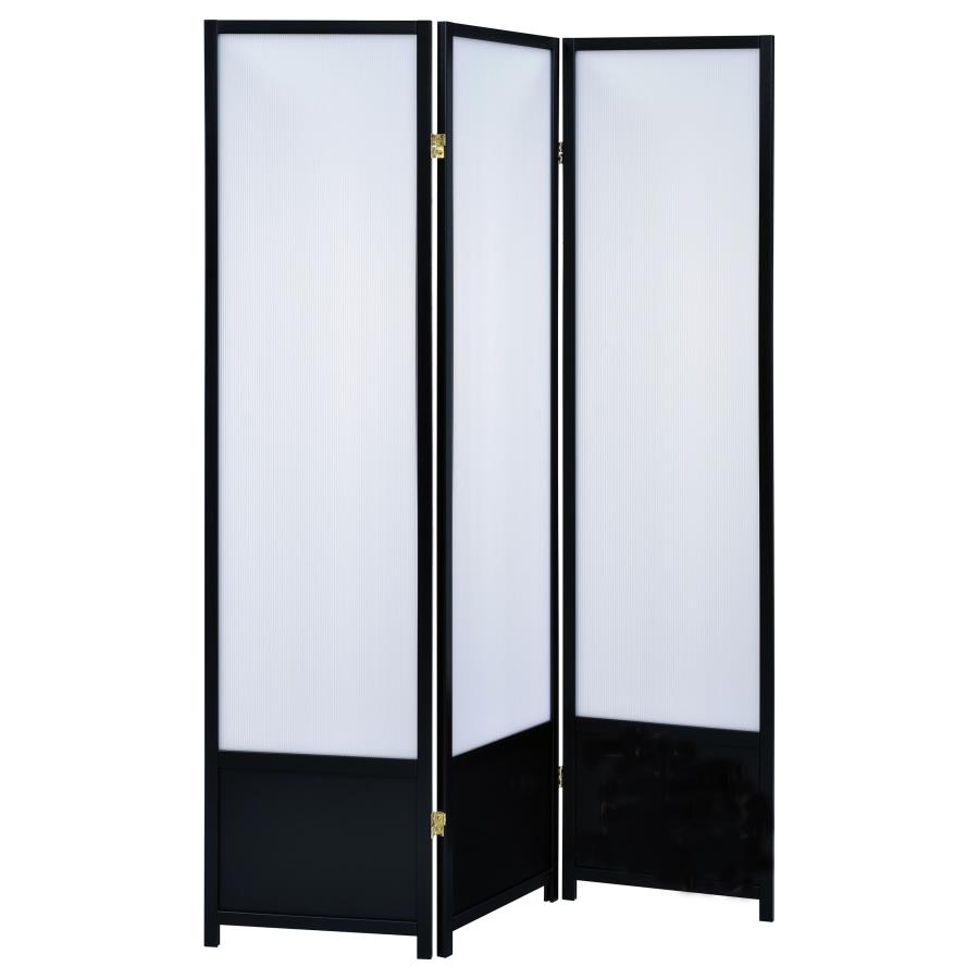 (image for) Calix 3-Panel Room Divider Folding Shoji Screen Black