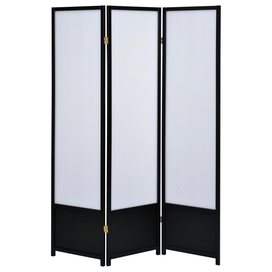 (image for) Calix 3-Panel Room Divider Folding Shoji Screen Black