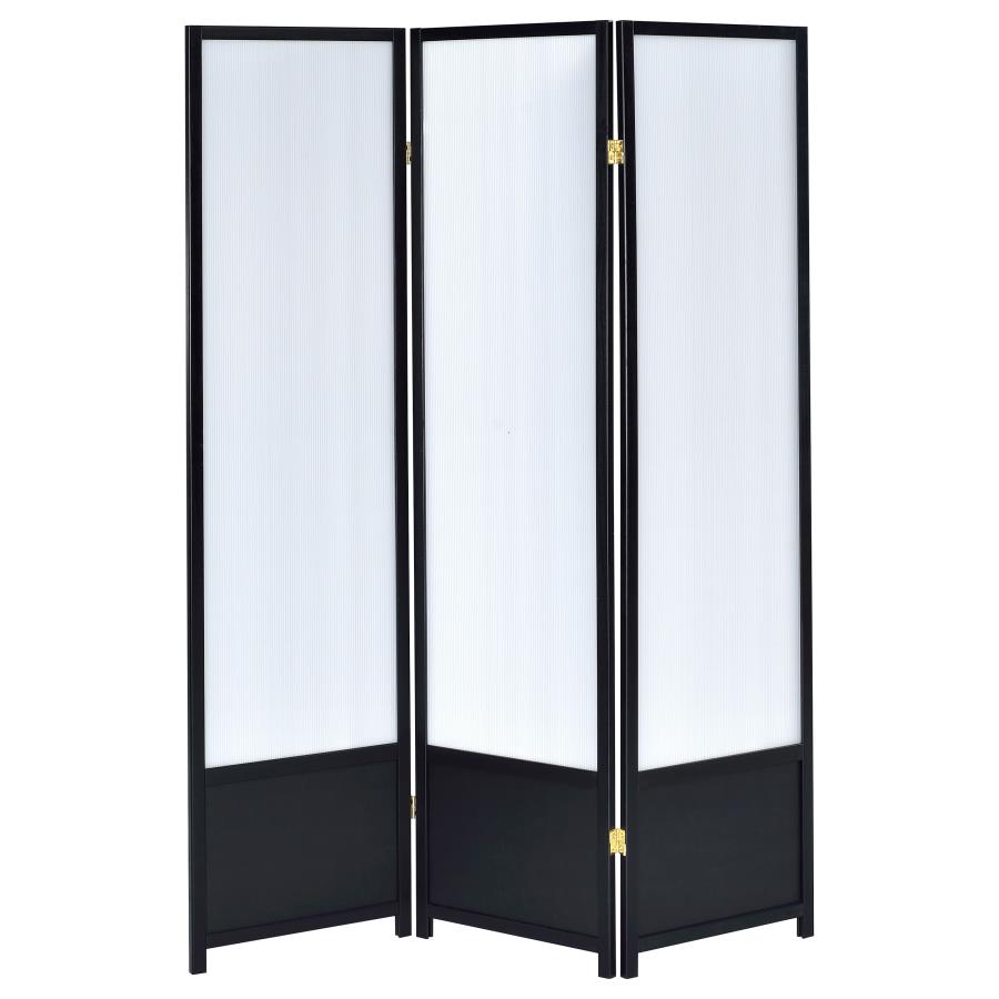 (image for) Calix 3-Panel Room Divider Folding Shoji Screen Black