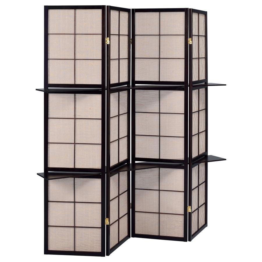 (image for) Iggy 4-Panel Room Divider Folding Shoji Screen Cappuccino