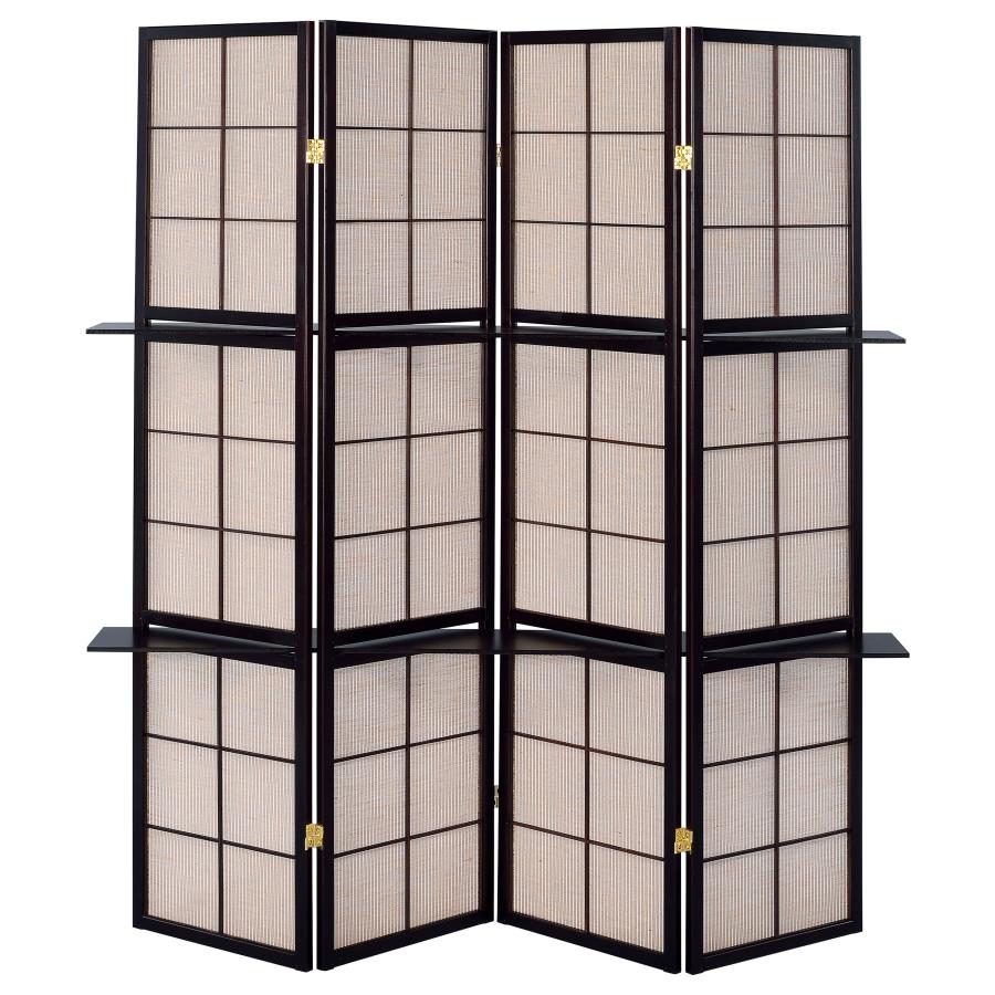 (image for) Iggy 4-Panel Room Divider Folding Shoji Screen Cappuccino