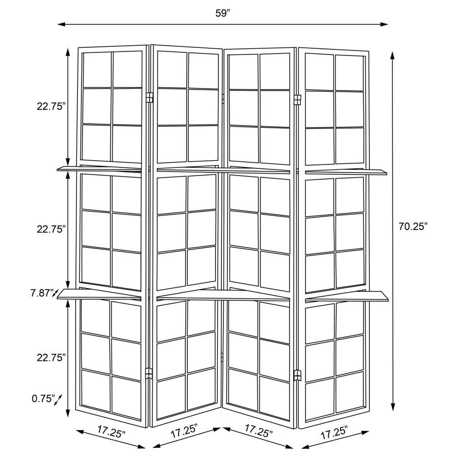 (image for) Iggy 4-Panel Room Divider Folding Shoji Screen Cappuccino