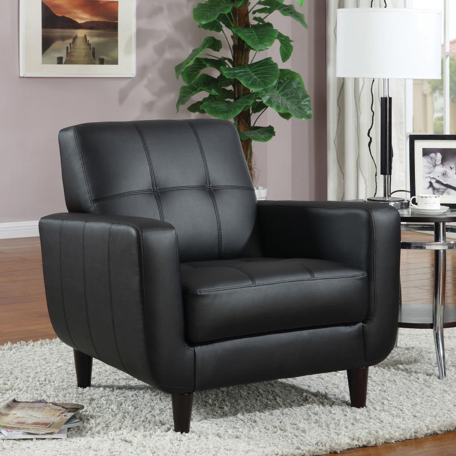 (image for) Aaron Upholstered Track Arm Tufted Accent Chair Black