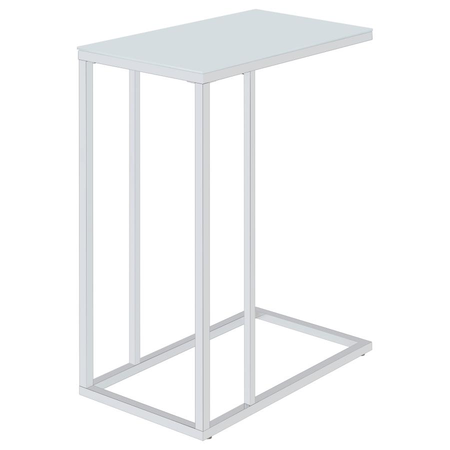 (image for) Stella Glass Top C-Shaped Sofa Side Table Chrome