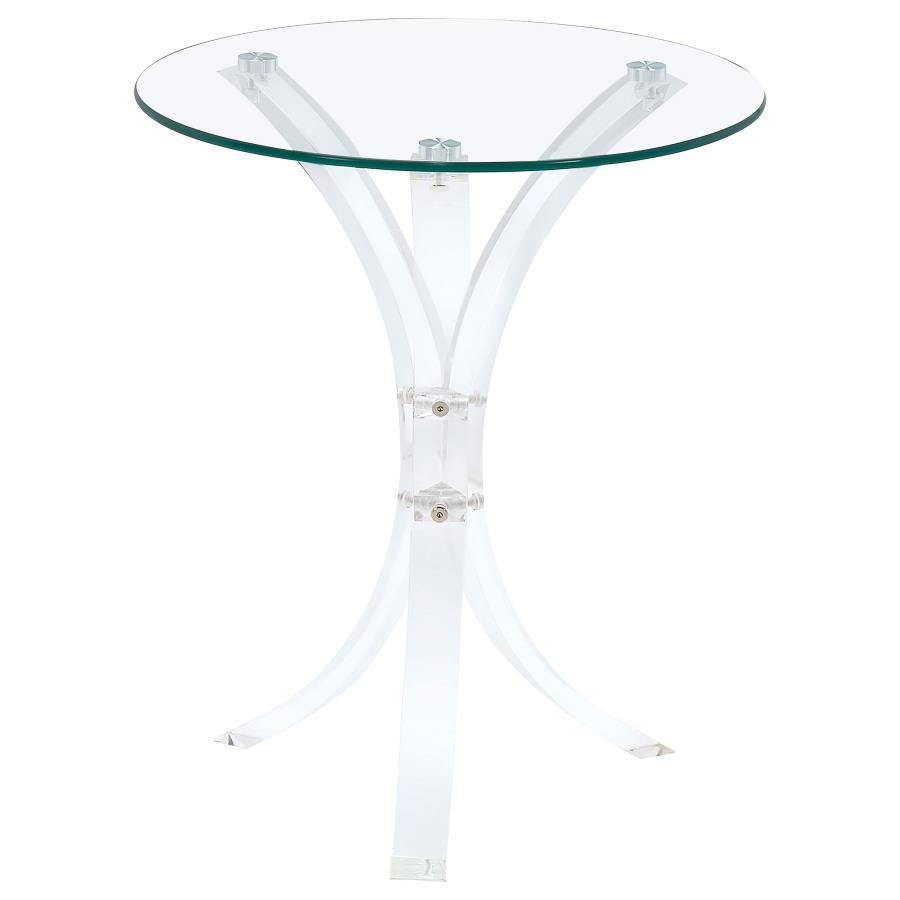 (image for) Laning Round Glass Top Acrylic Side Table Clear