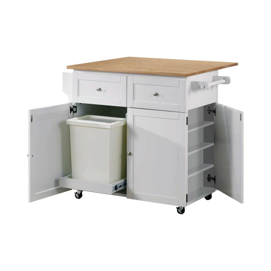 (image for) Jalen 3-door Mobile Kitchen Cart Natural Brown and White - Click Image to Close