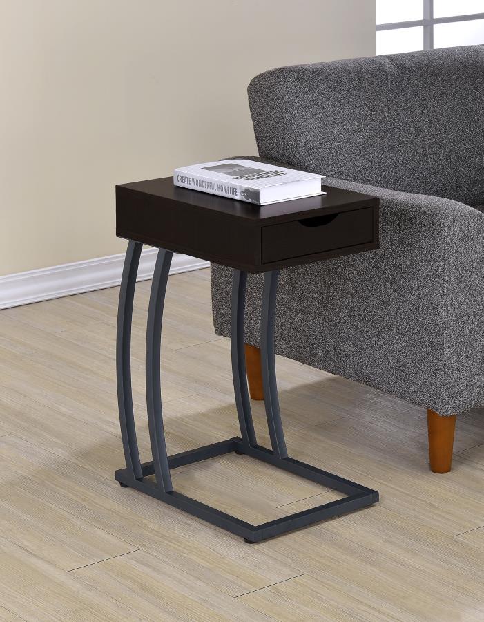 (image for) Troy 1-drawer C-Shaped Side Table Power Outlet Cappuccino