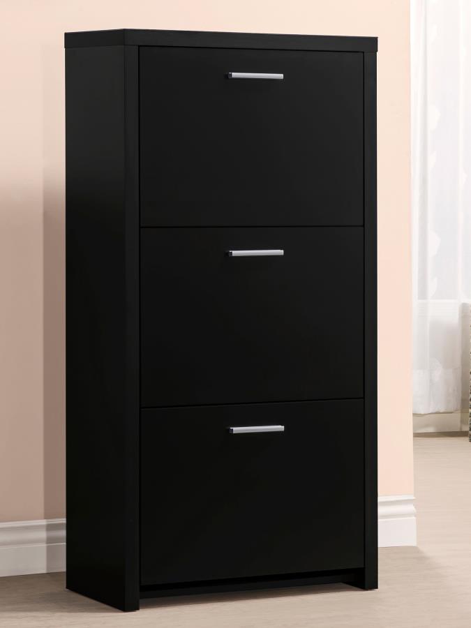 (image for) Vivian 3-drawer Engineered Wood Shoe Cabinet Black