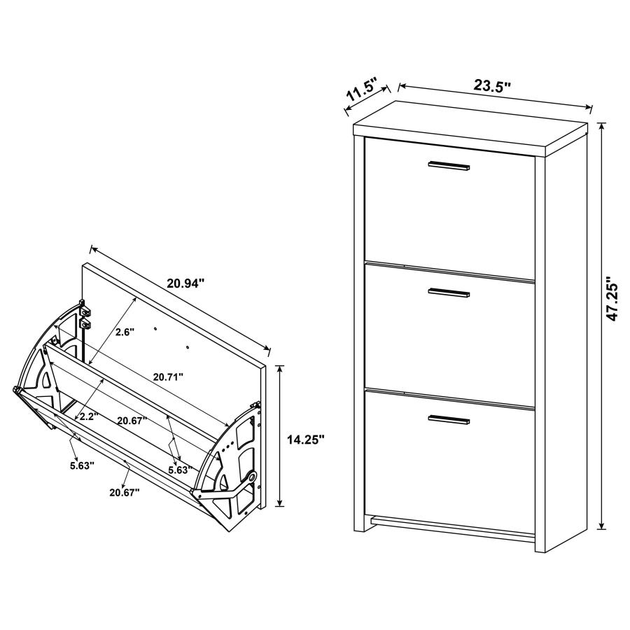 (image for) Vivian 3-drawer Engineered Wood Shoe Cabinet Black