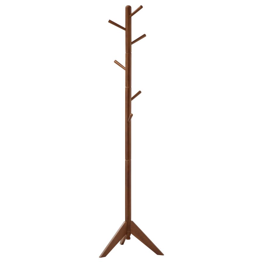 (image for) Devlin 6 Hook Freestanding Wood Coat Rack Hat Hanger Walnut - Click Image to Close