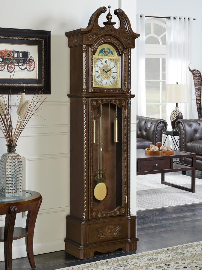 (image for) Cedric Grandfather Clock with Adjustable Chime Golden Brown