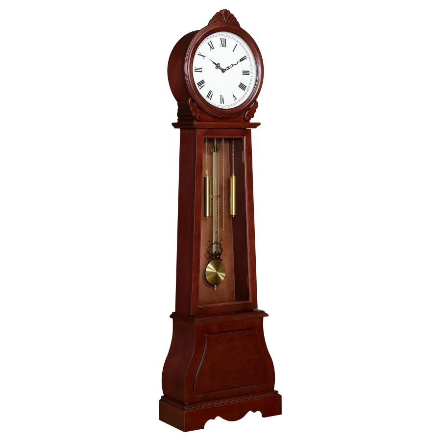 (image for) Narcissa Grandfather Clock with Adjustable Chime Brown Red