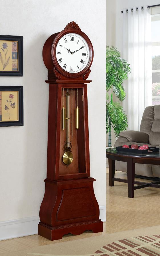 (image for) Narcissa Grandfather Clock with Adjustable Chime Brown Red