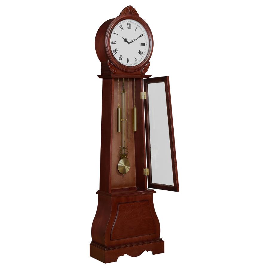 (image for) Narcissa Grandfather Clock with Adjustable Chime Brown Red