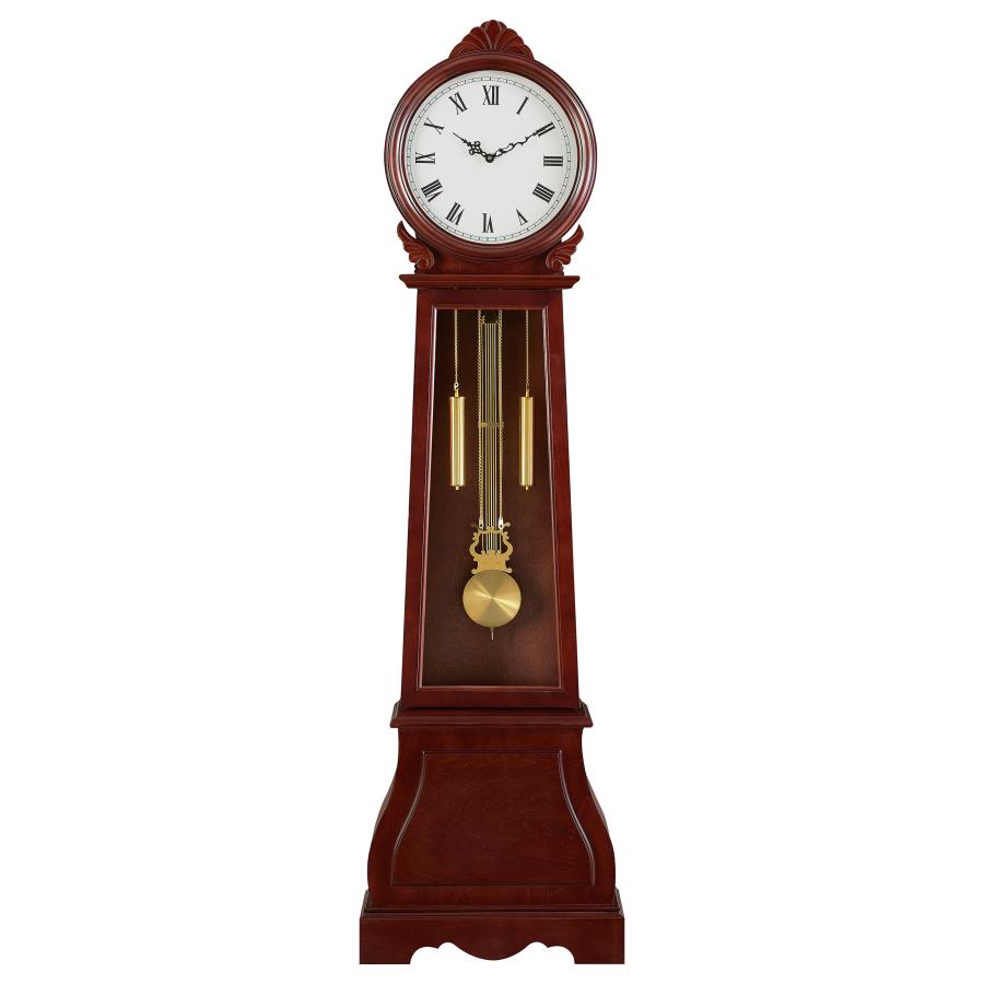 (image for) Narcissa Grandfather Clock with Adjustable Chime Brown Red