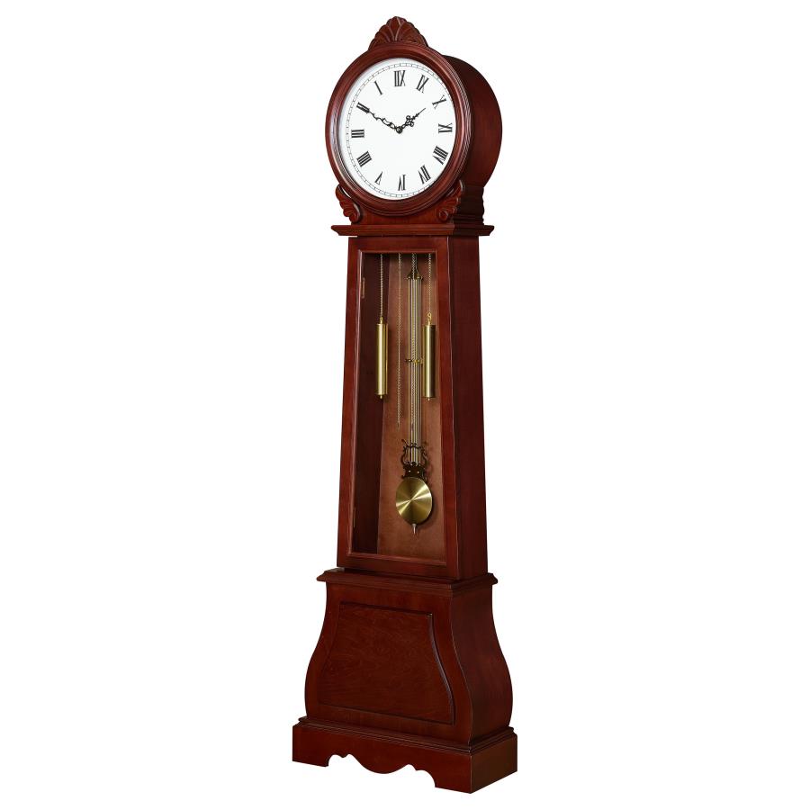 (image for) Narcissa Grandfather Clock with Adjustable Chime Brown Red