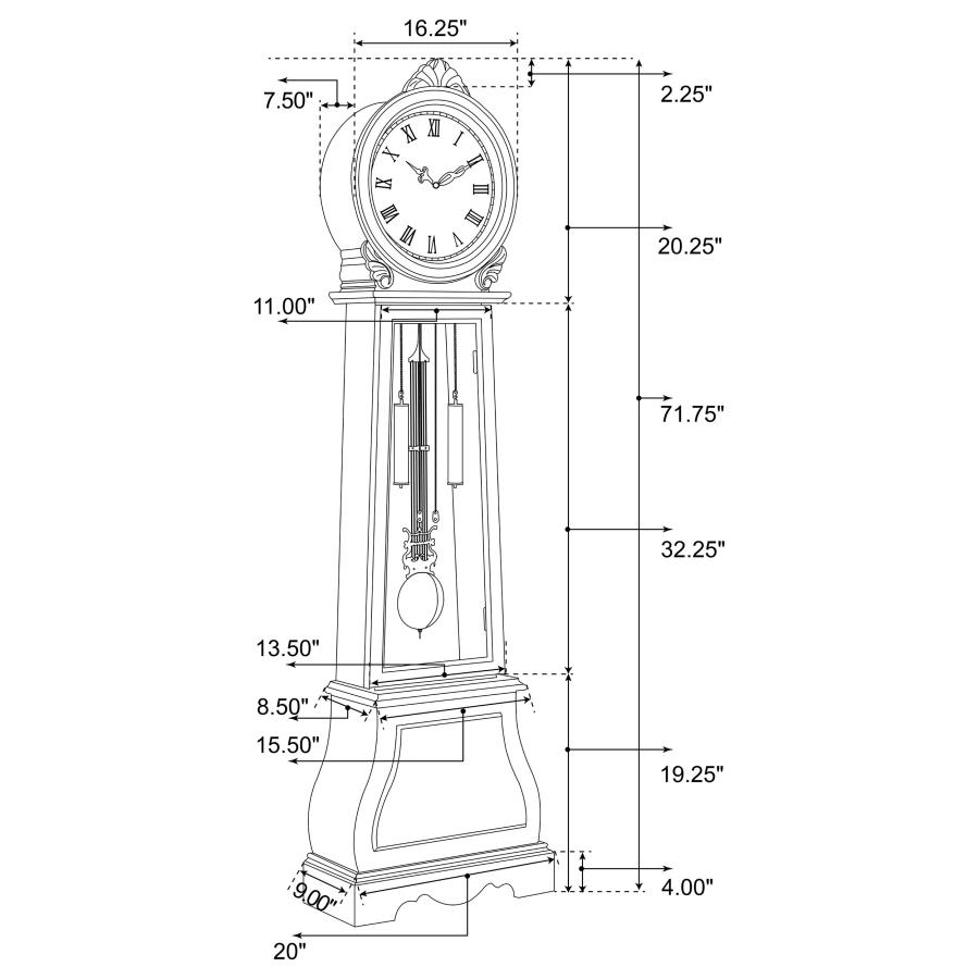 (image for) Narcissa Grandfather Clock with Adjustable Chime Brown Red