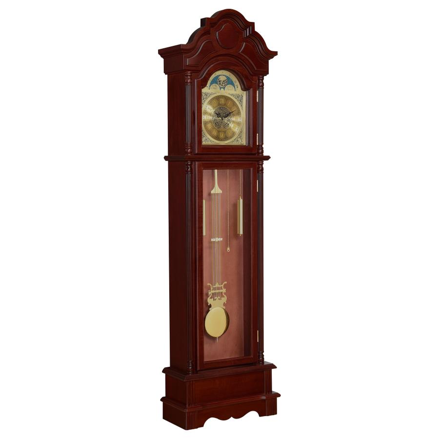 (image for) Diggory Grandfather Clock with Adjustable Chime Brown Red