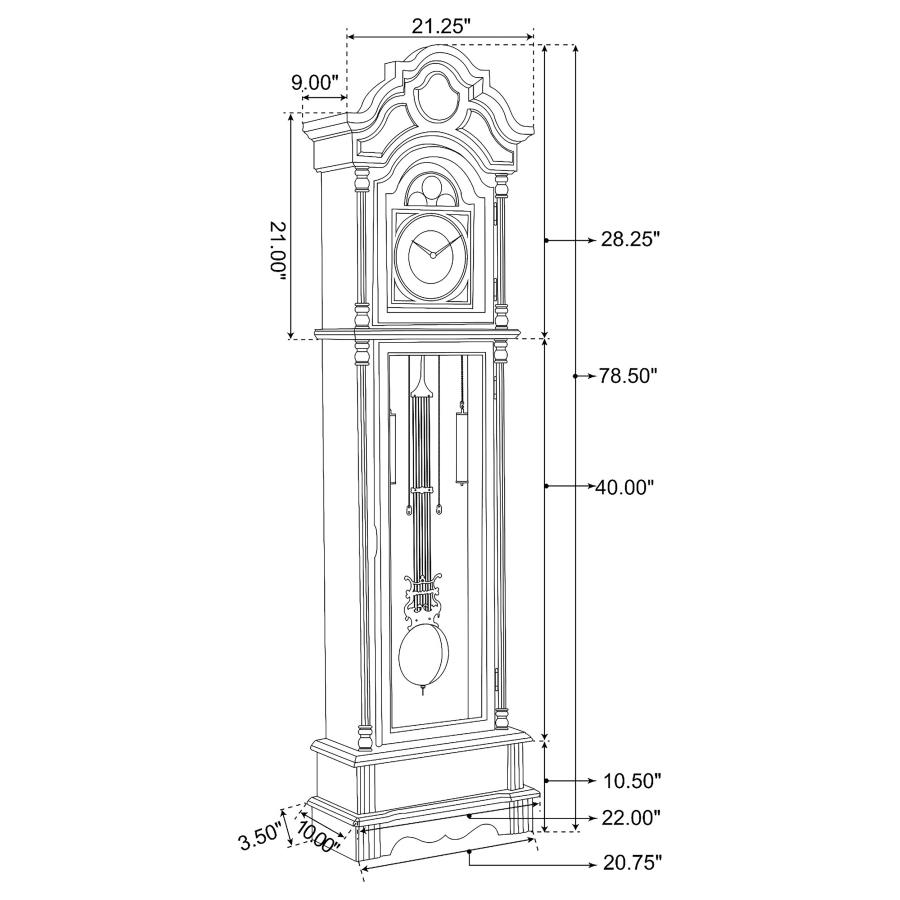 (image for) Diggory Grandfather Clock with Adjustable Chime Brown Red