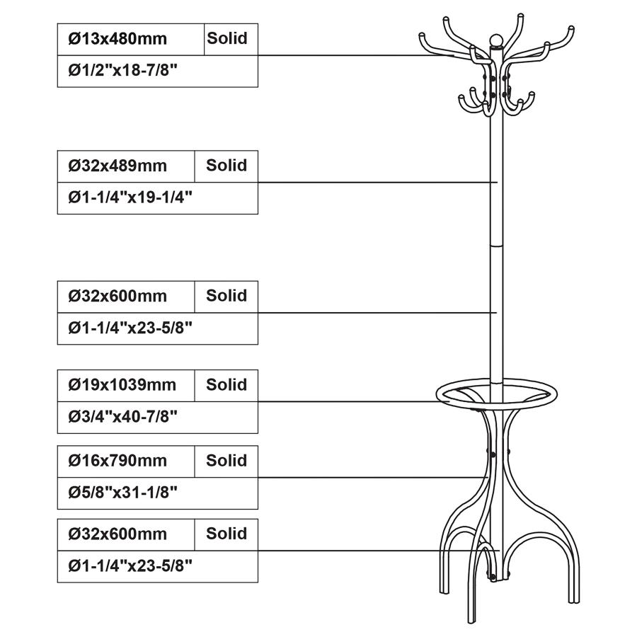 (image for) Kiefer 12 Hook Freestanding Metal Coat Rack Hat Hanger Black