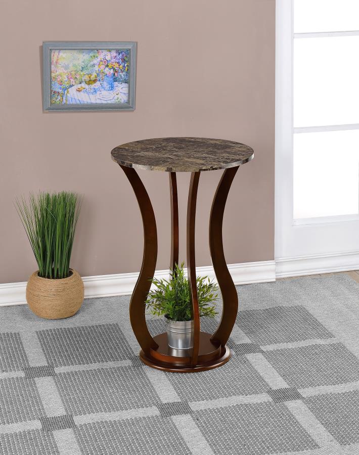 (image for) Elton Round Faux Marble Top Accent Side Table Brown