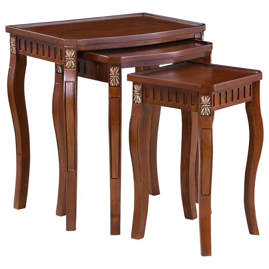 (image for) Daphne 3-piece Rectangular Wood Nesting Table Set Warm Brown - Click Image to Close