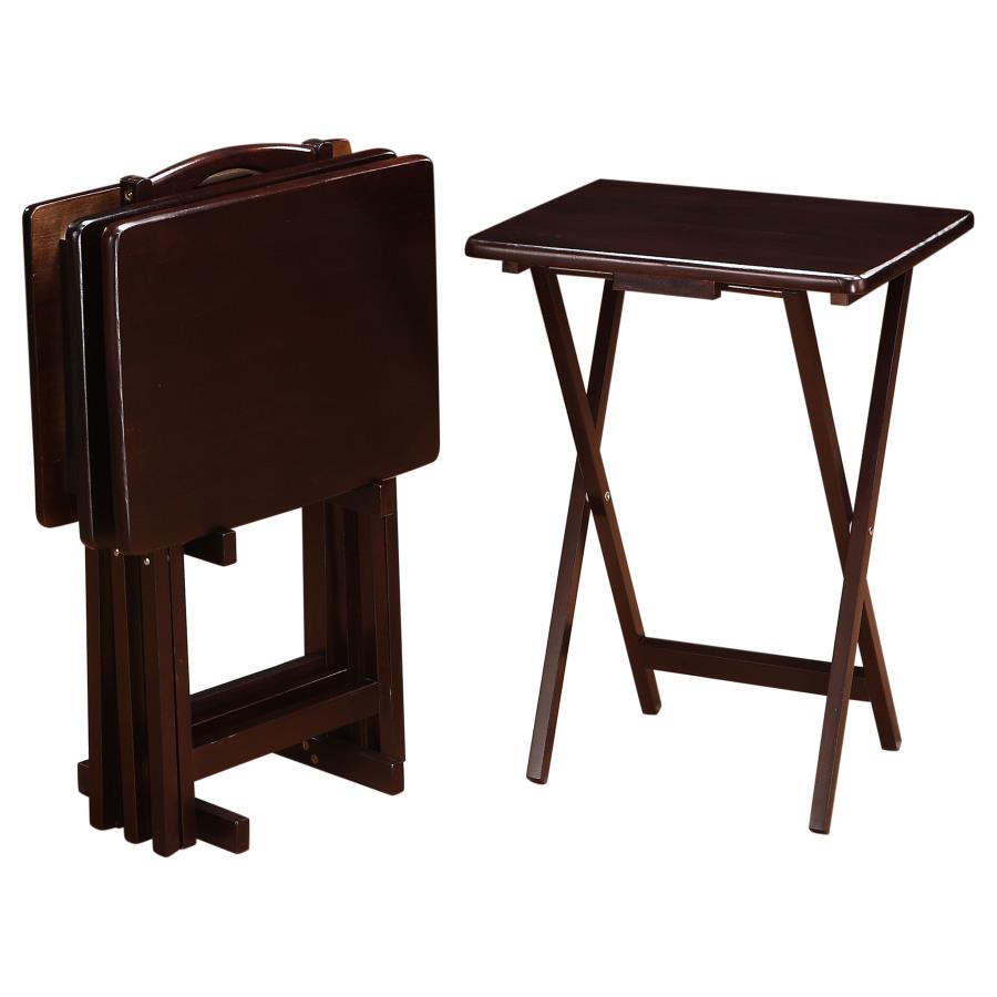 (image for) Donna 4-piece TV Tray Table Set with Stand Cappuccino - Click Image to Close