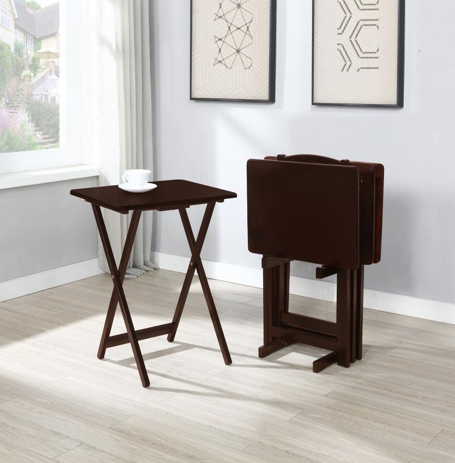 (image for) Donna 4-piece TV Tray Table Set with Stand Cappuccino