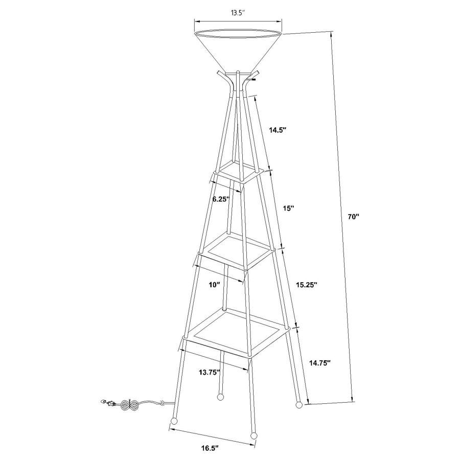 (image for) Gianni 70-inch 3-shelf Frosted Torchiere Floor Lamp Black